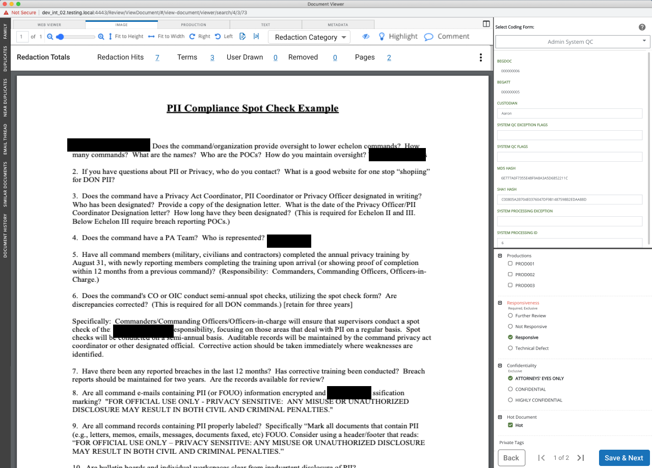 Suggested redactions